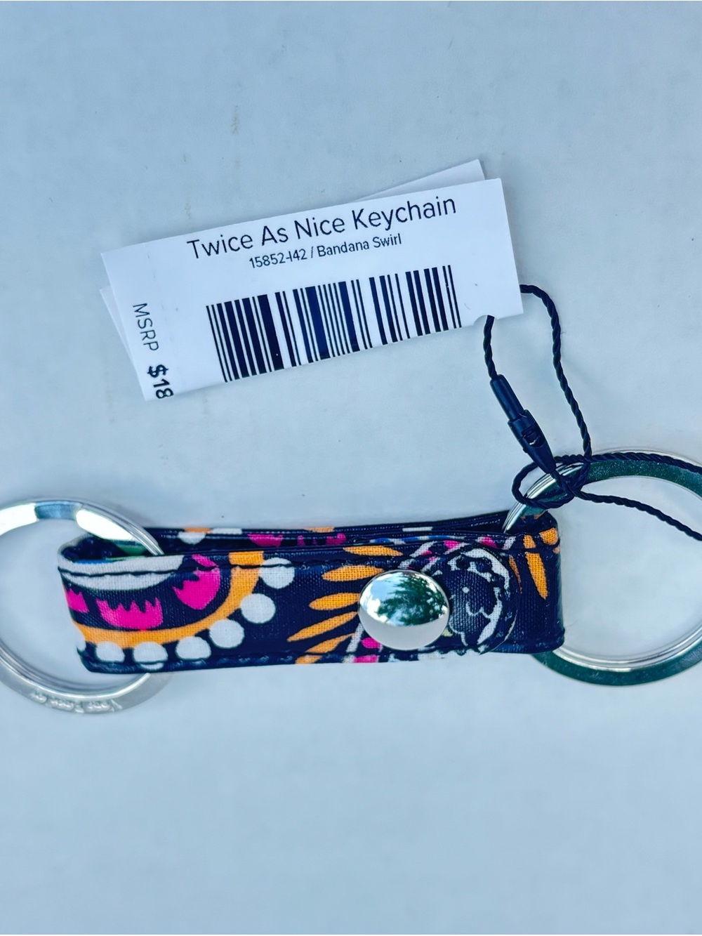 Vera Bradley Twice As Nice Key Chain Bandanna Swirl- New w/ Tag in Package